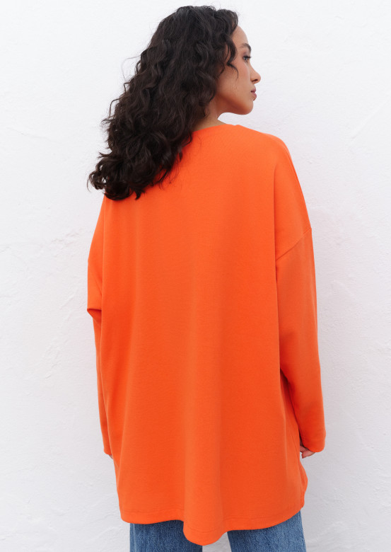 Orange color mega oversize ribana long sleeve